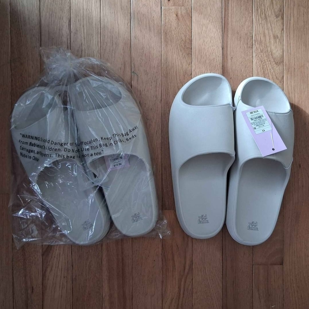 2 Pairs Of Cream Slide Sandals Wild Fable Size 11 Nwt